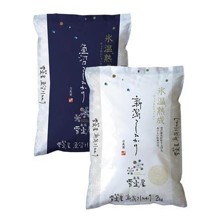 18S105：吉兆楽　越後雪室屋氷温熟成新潟・魚沼こしひかりセット　2kg×各1袋
