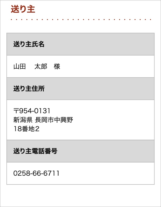 注文内容の確認画面
